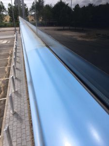 Blue powder coated window frames