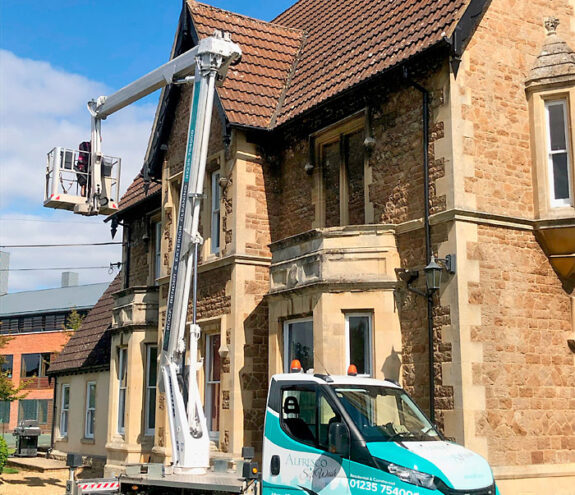 Roof Cleaning at Abingdon School using a Cherry Picker