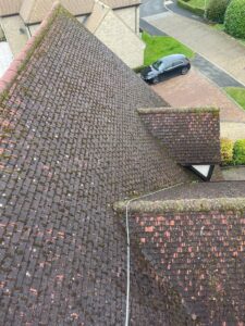Roof before - moss removal from roof by Alfresco roof cleaners