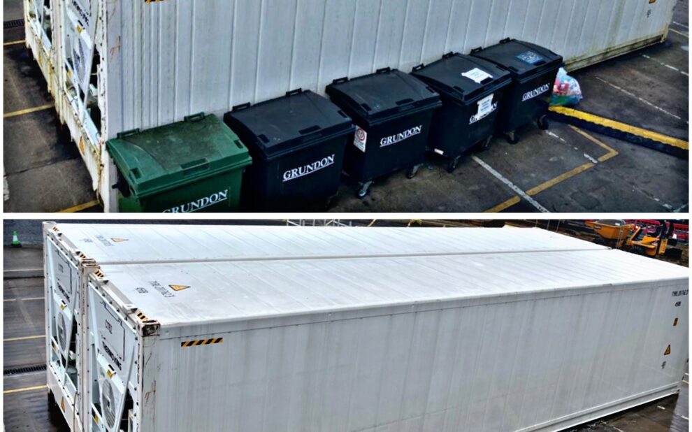 Cleaning algae from container storage