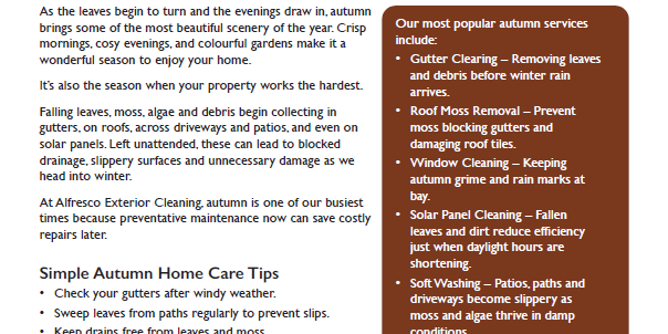 Alfresco Autumn Newsletter 2026